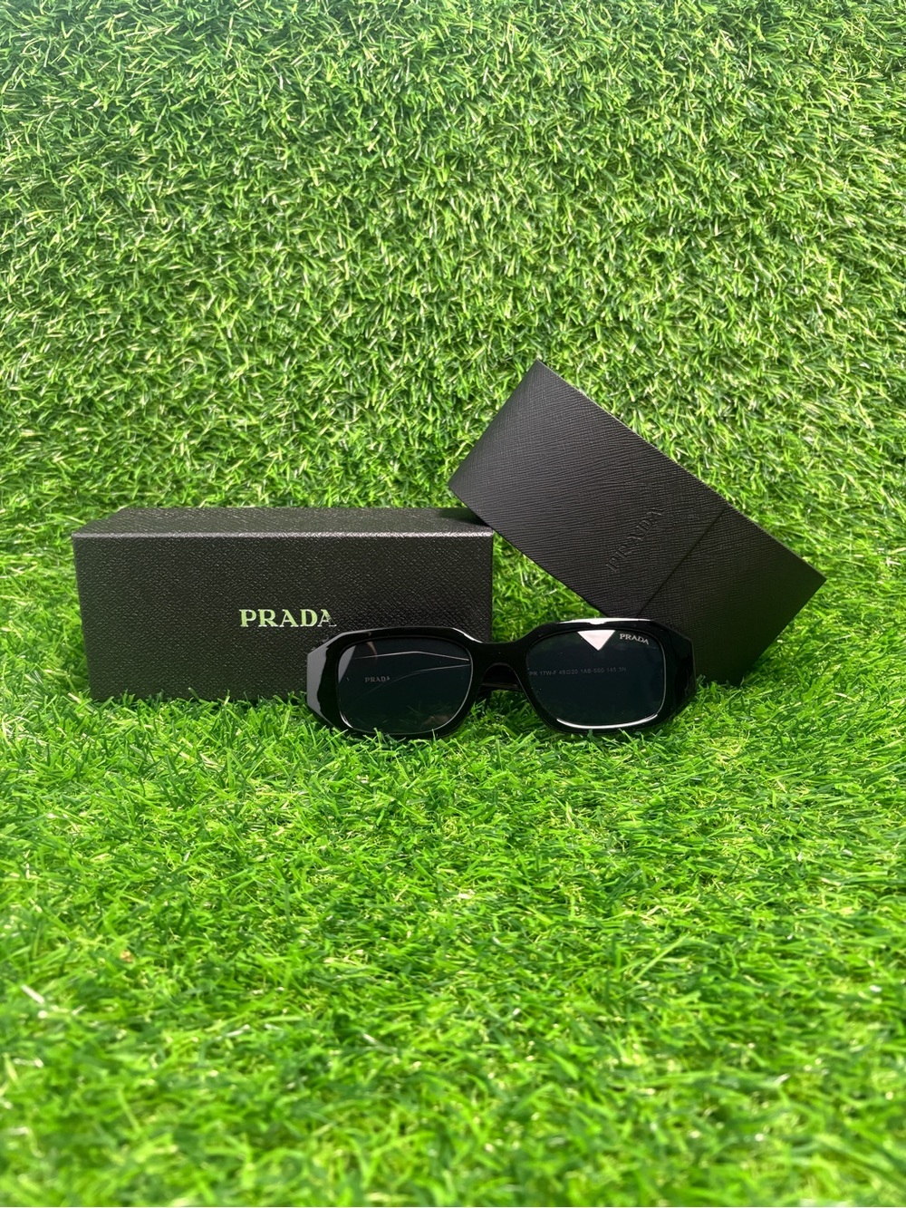 Prada Symbole Black Rectangle Sunglasses Unisex Shades For Men And Women